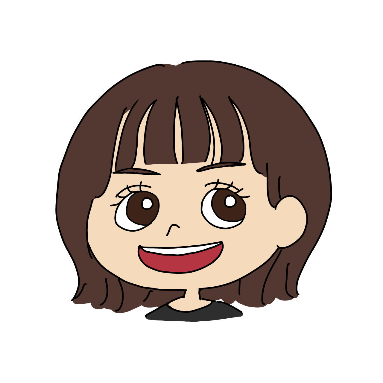 ショートカットで口を開けている女性のイラスト
