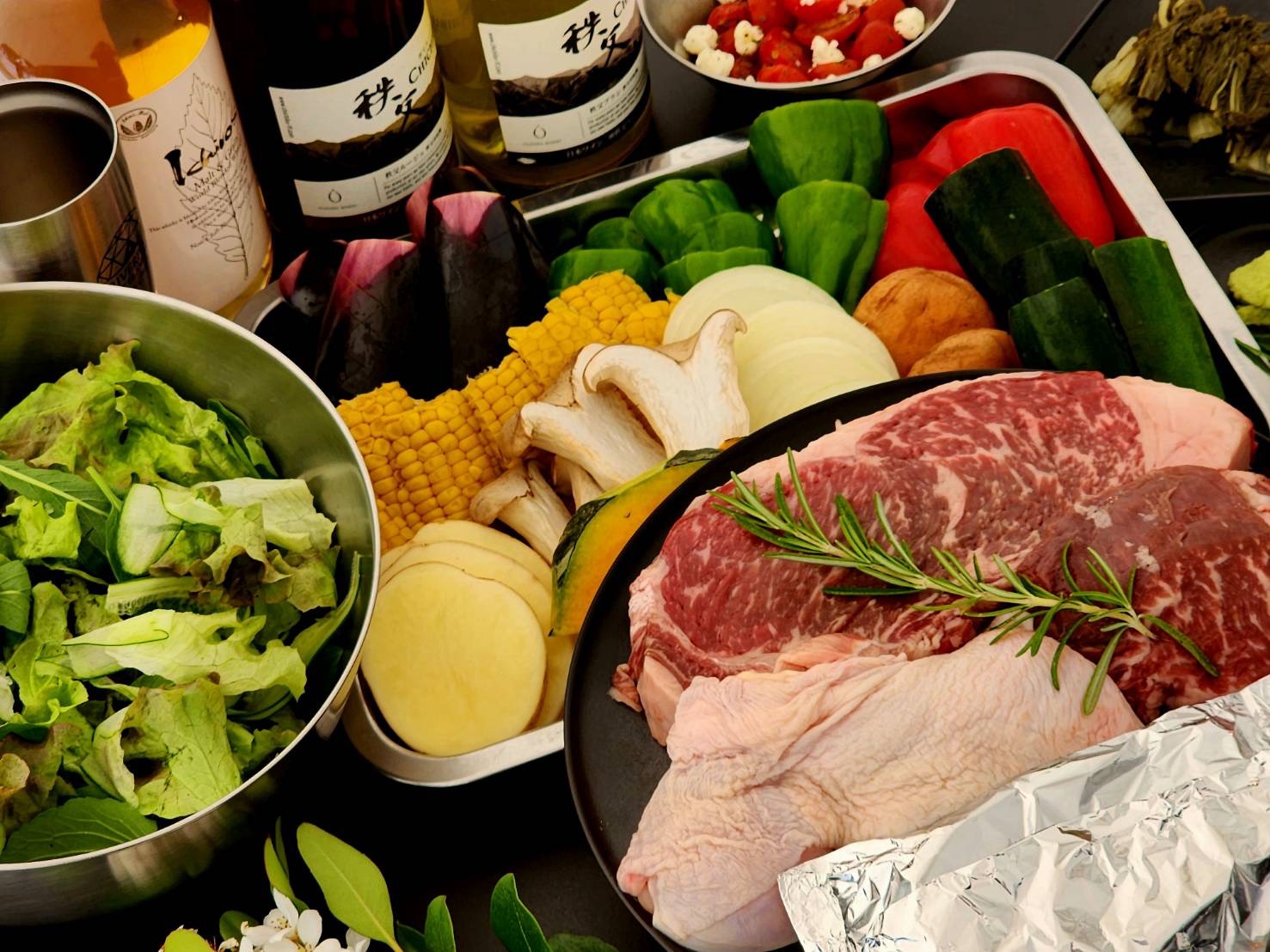 グランピング施設の夕食